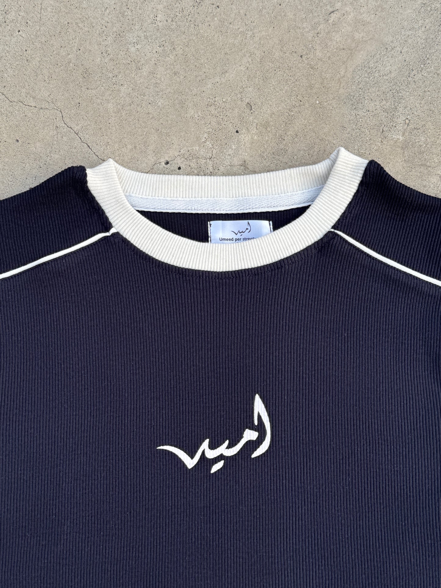 Ribbed “Void Blue” baby tee