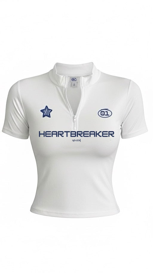 fitted “Heartbreaker” lycra white top