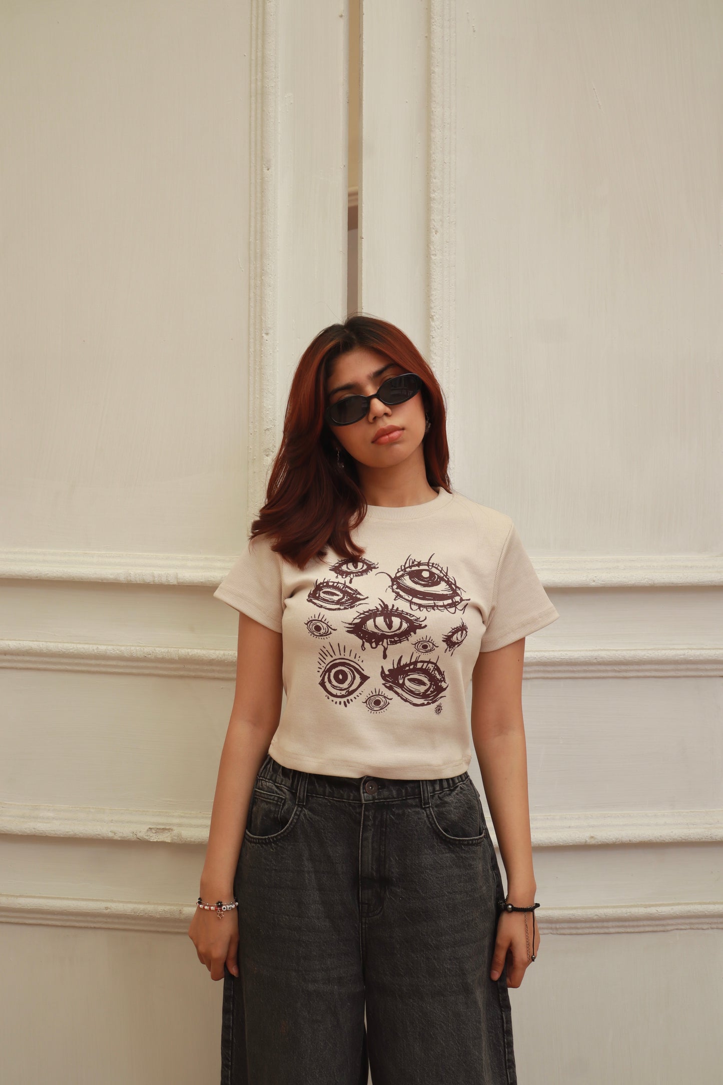 Ribbed “eyes on you” baby tee
