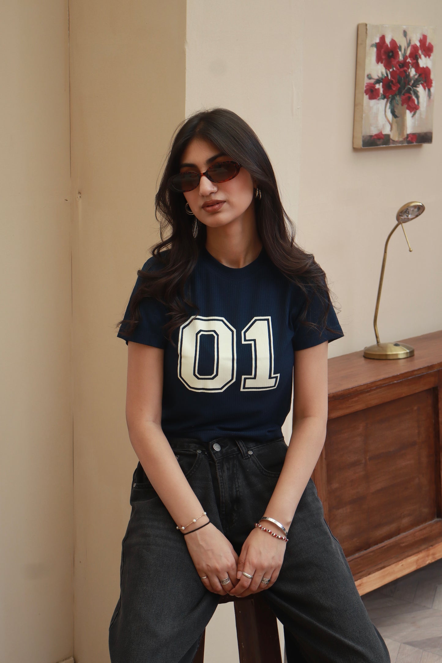 Ribbed “01” baby tee