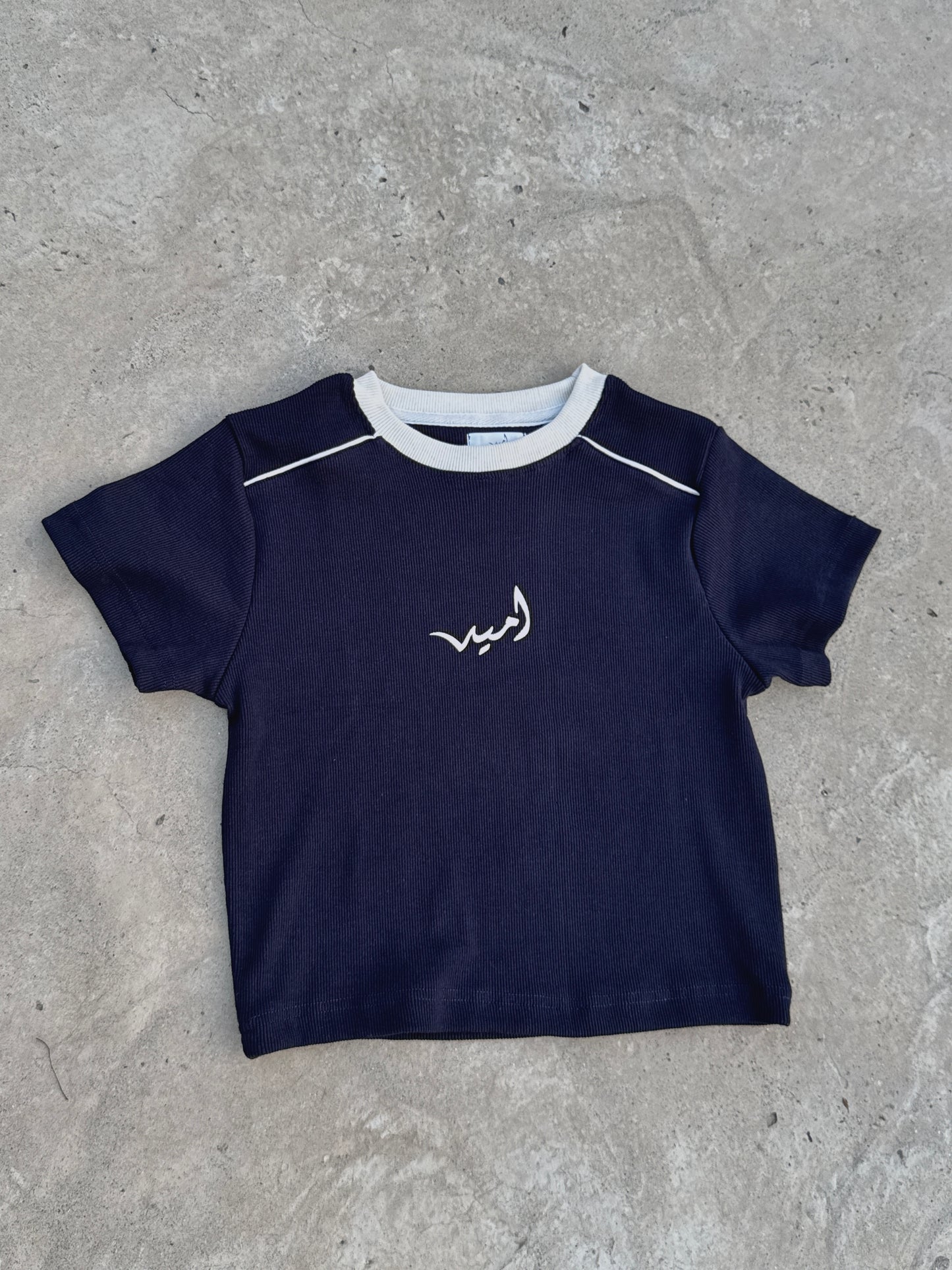 Ribbed “Void Blue” baby tee