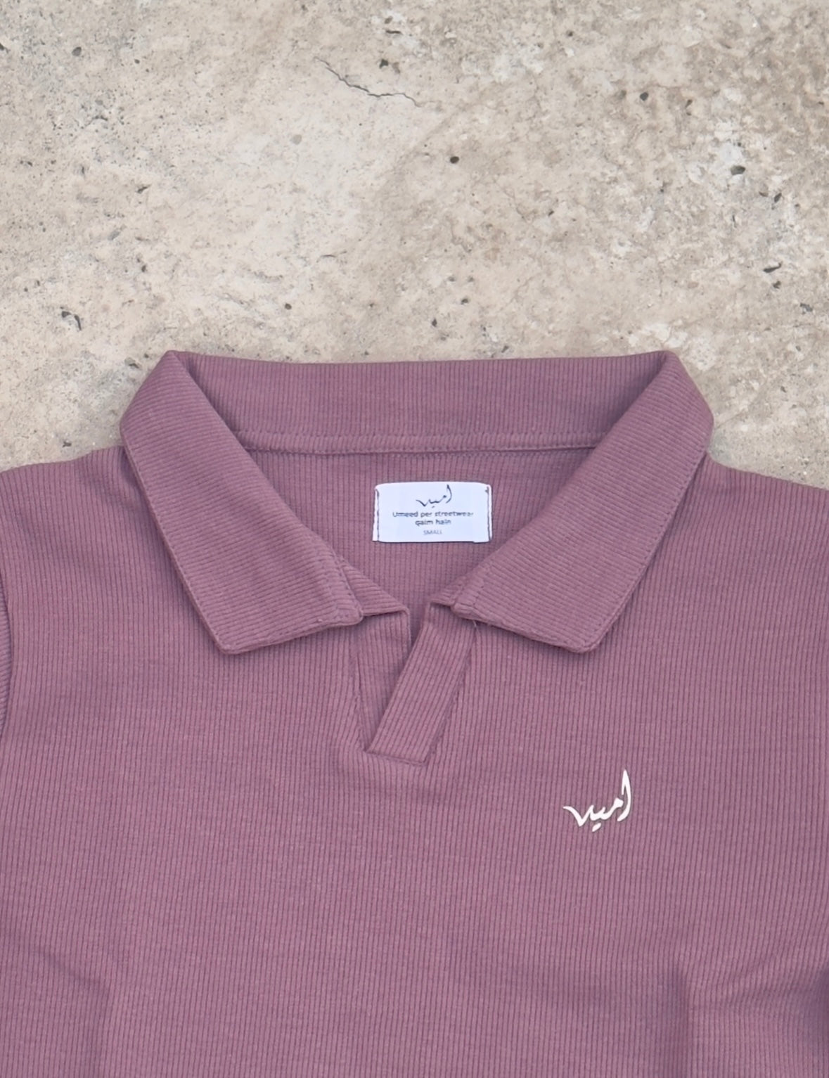 Ribbed “petal” polo crop top