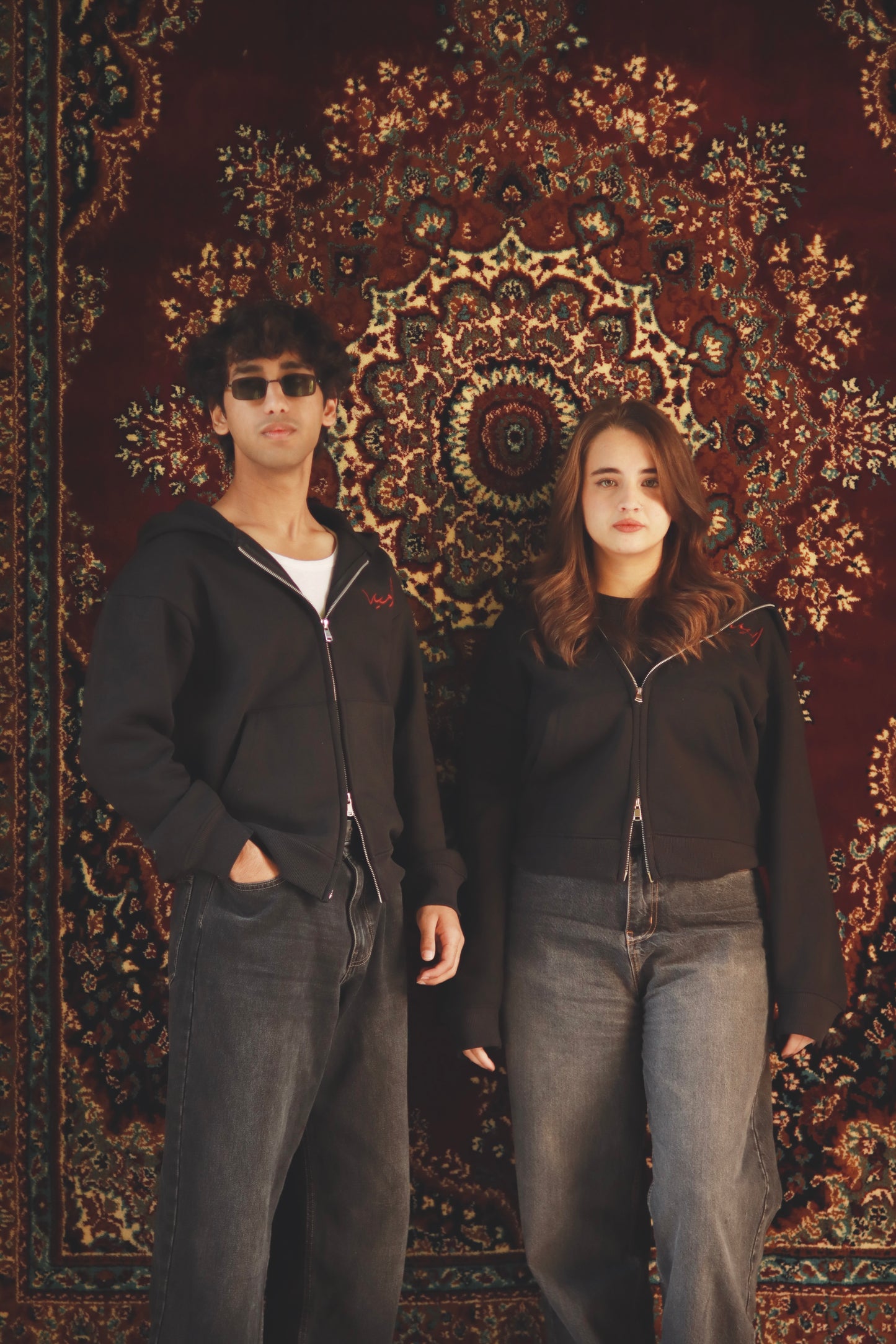 “Midnight” dual zip black hoodie