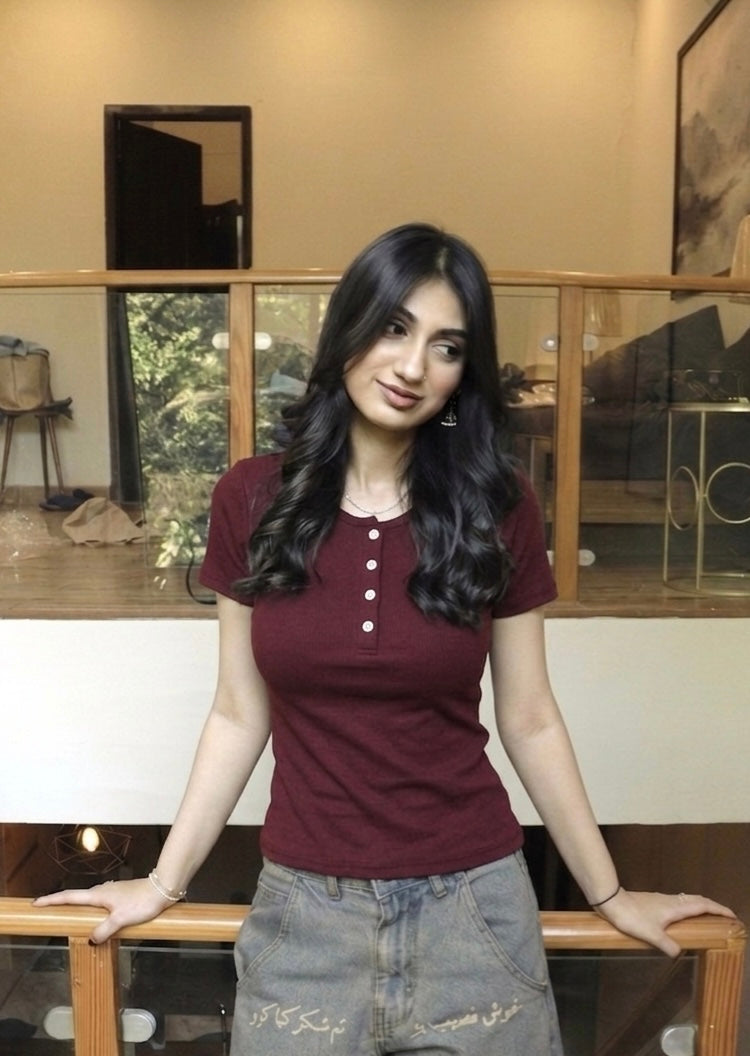 maroon henley