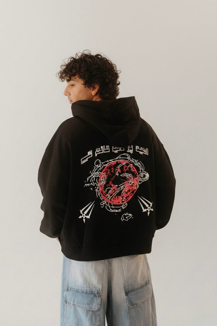 “Umeed Per Dunya” black hoodie