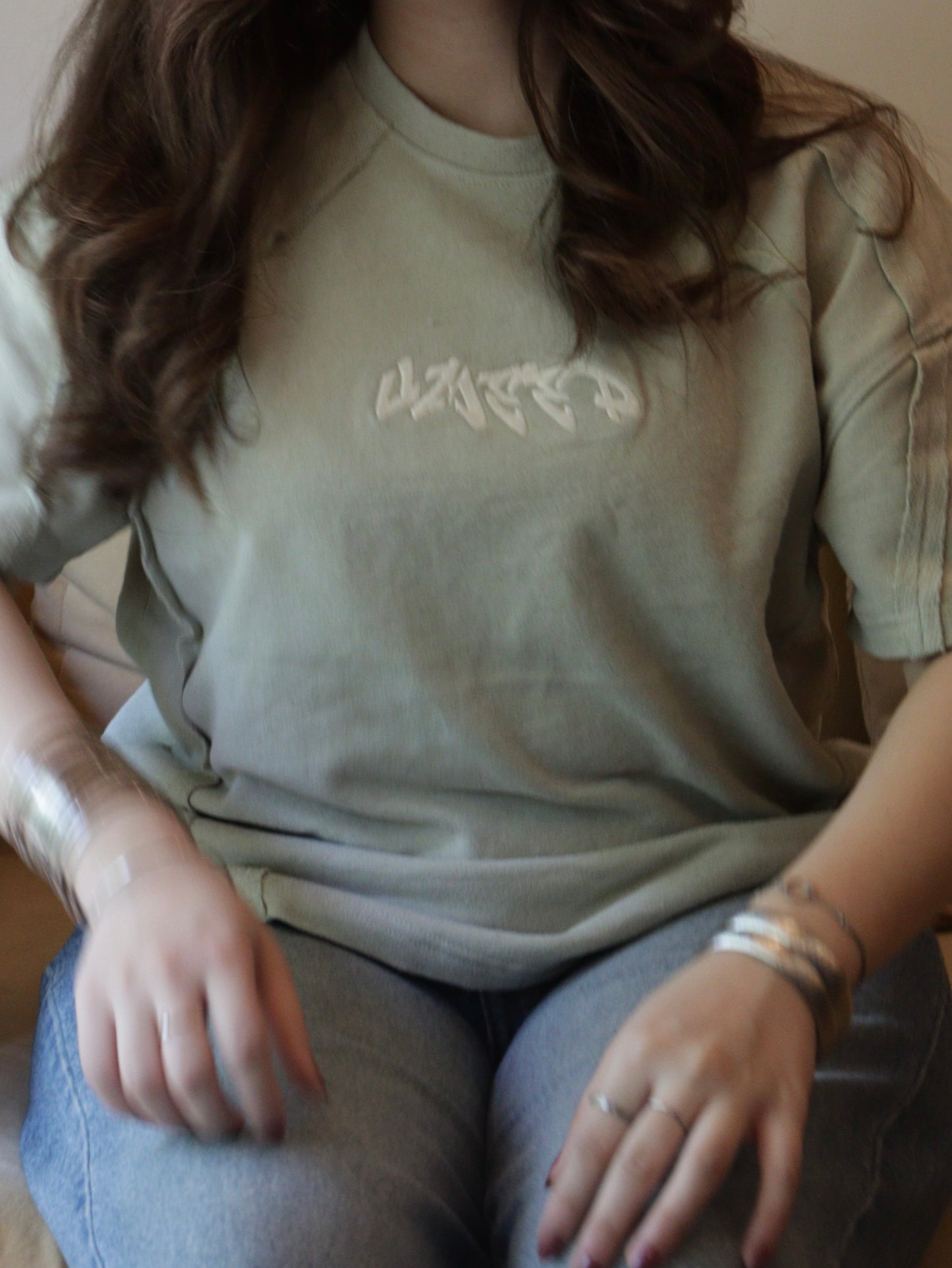 pistachio paneled deconstructed tee