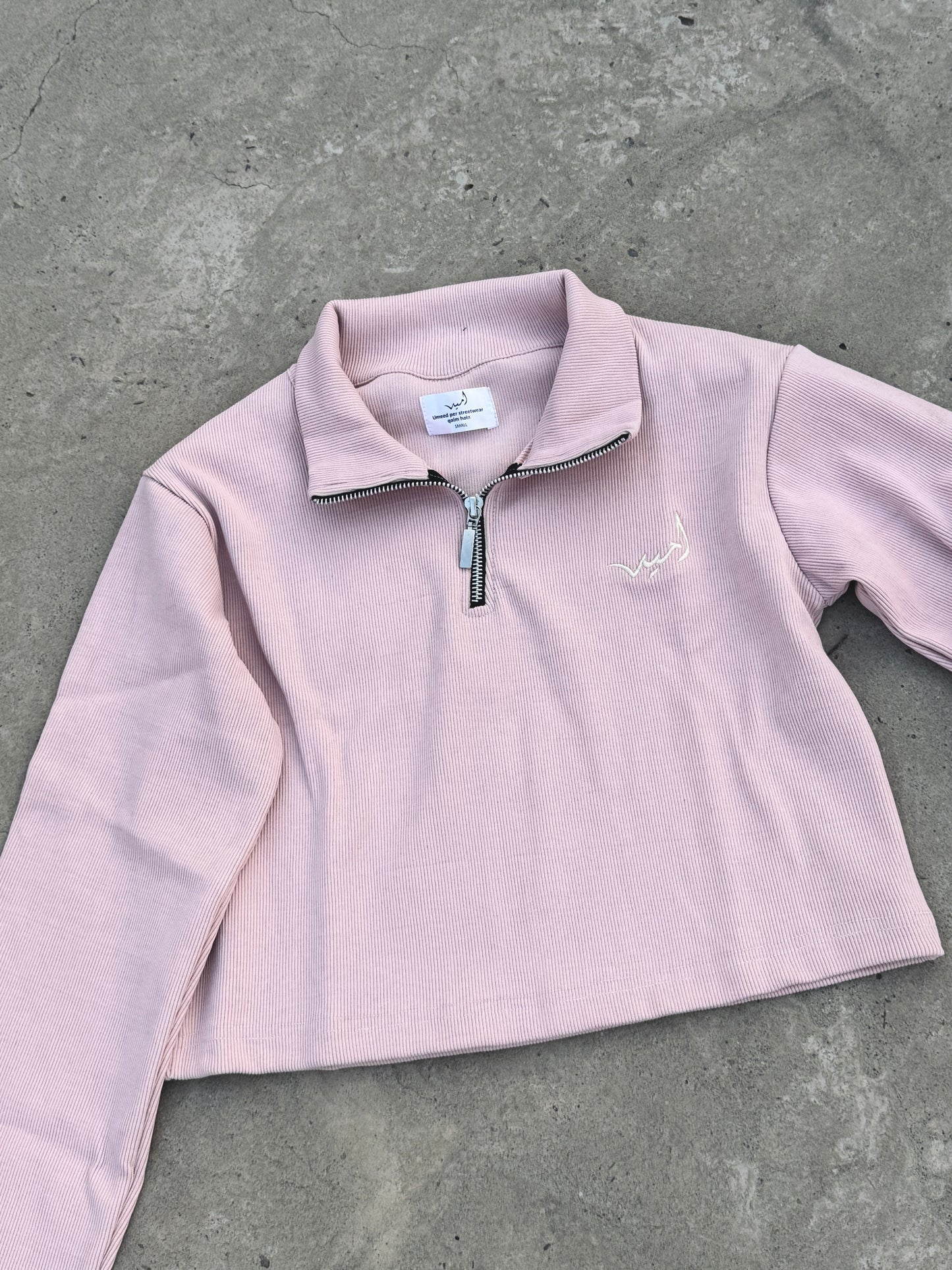 “Blush” crop quarter zip
