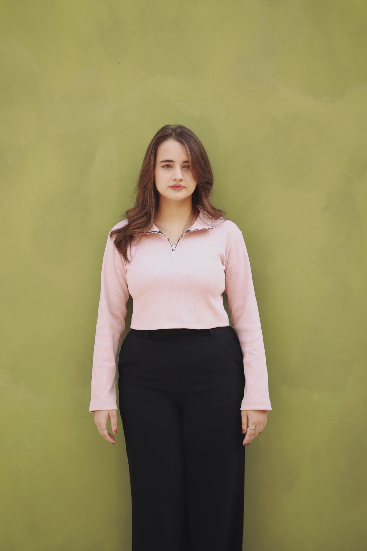 “Blush” crop quarter zip