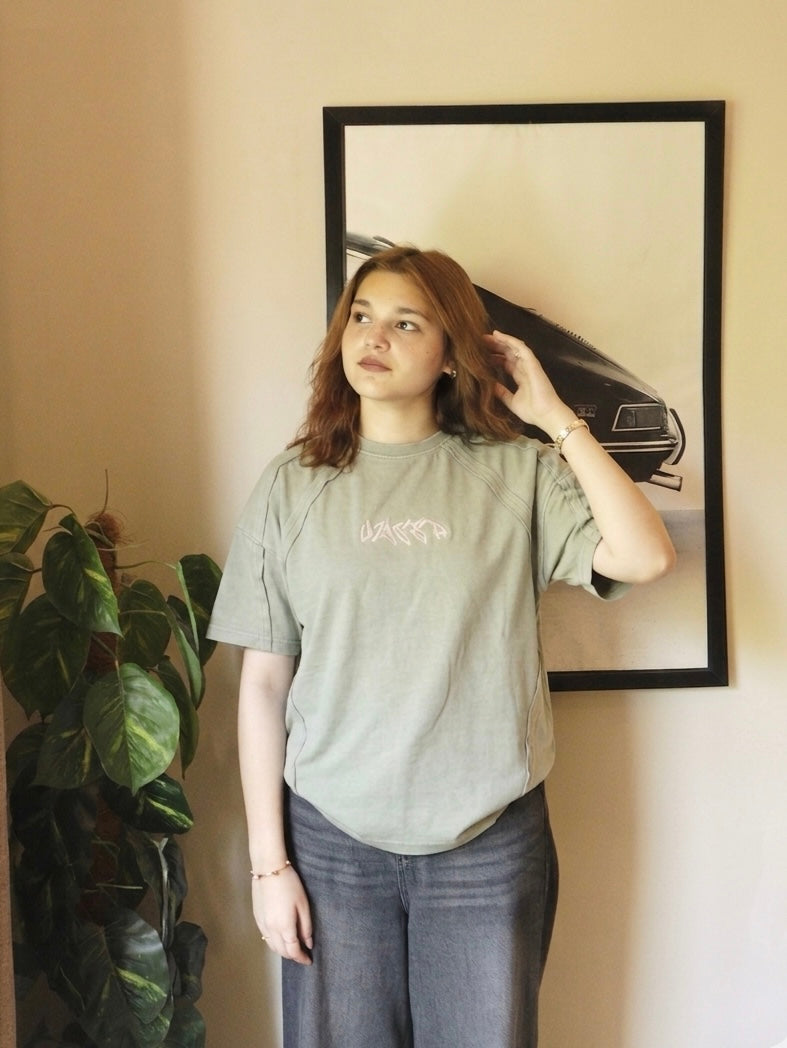 pistachio paneled deconstructed tee