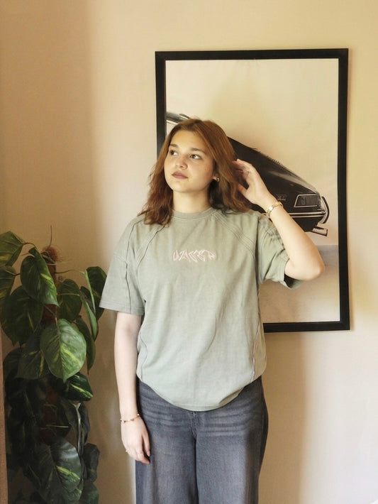 pistachio paneled deconstructed tee