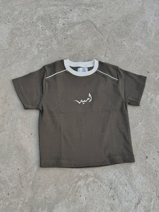 Ribbed “Acid Olive” baby tee