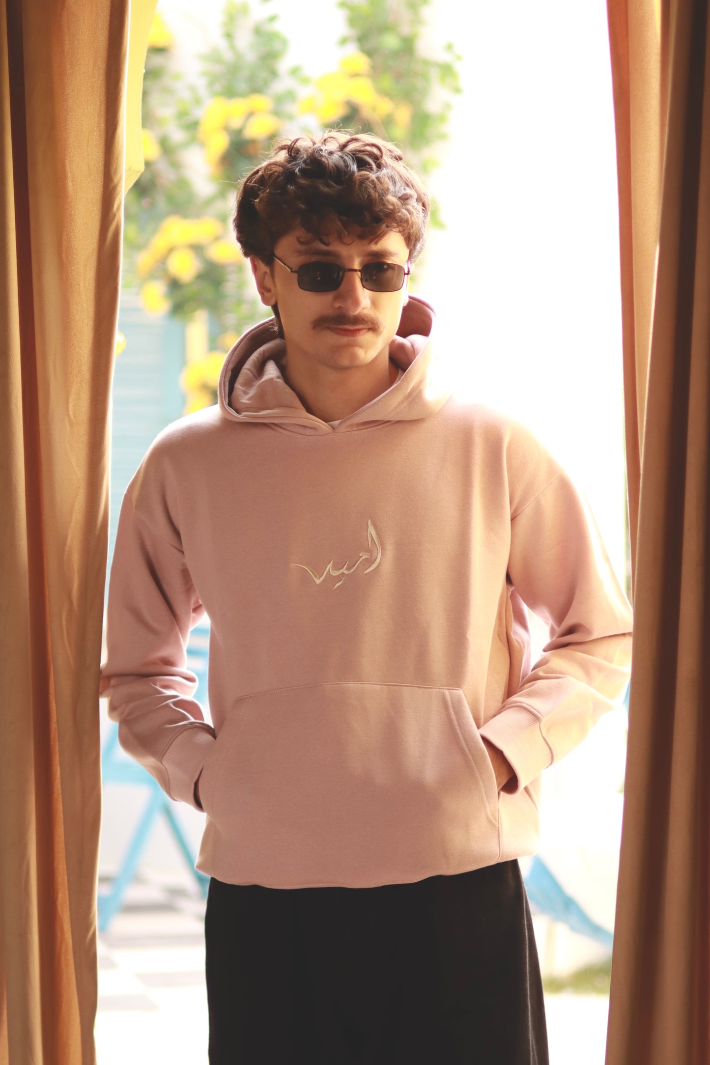 “Soft Coral” minimal pink hoodie