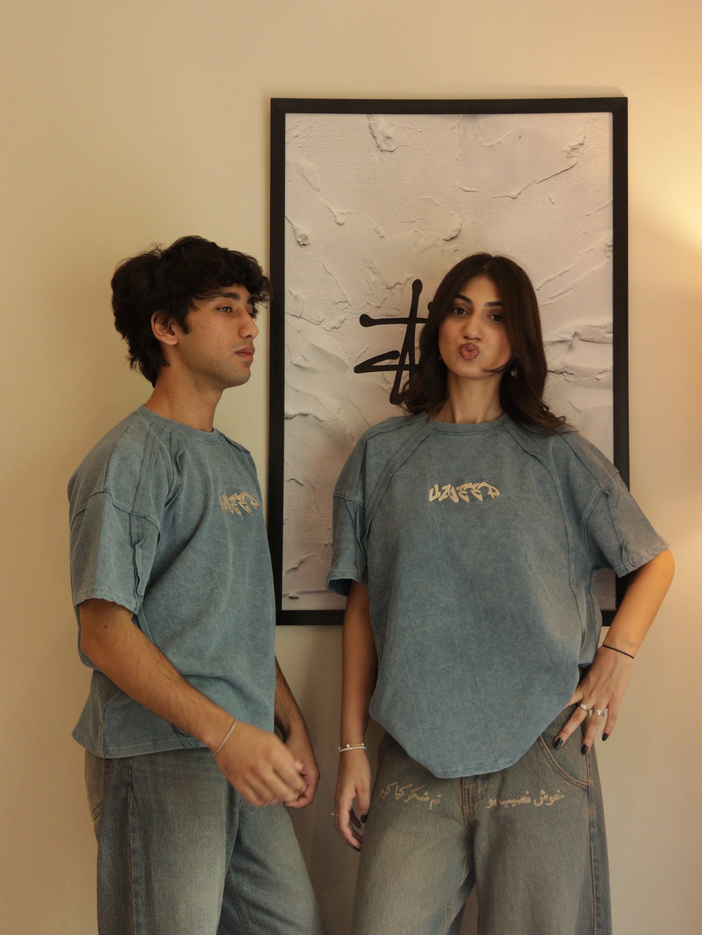 blue paneled deconstructed tee