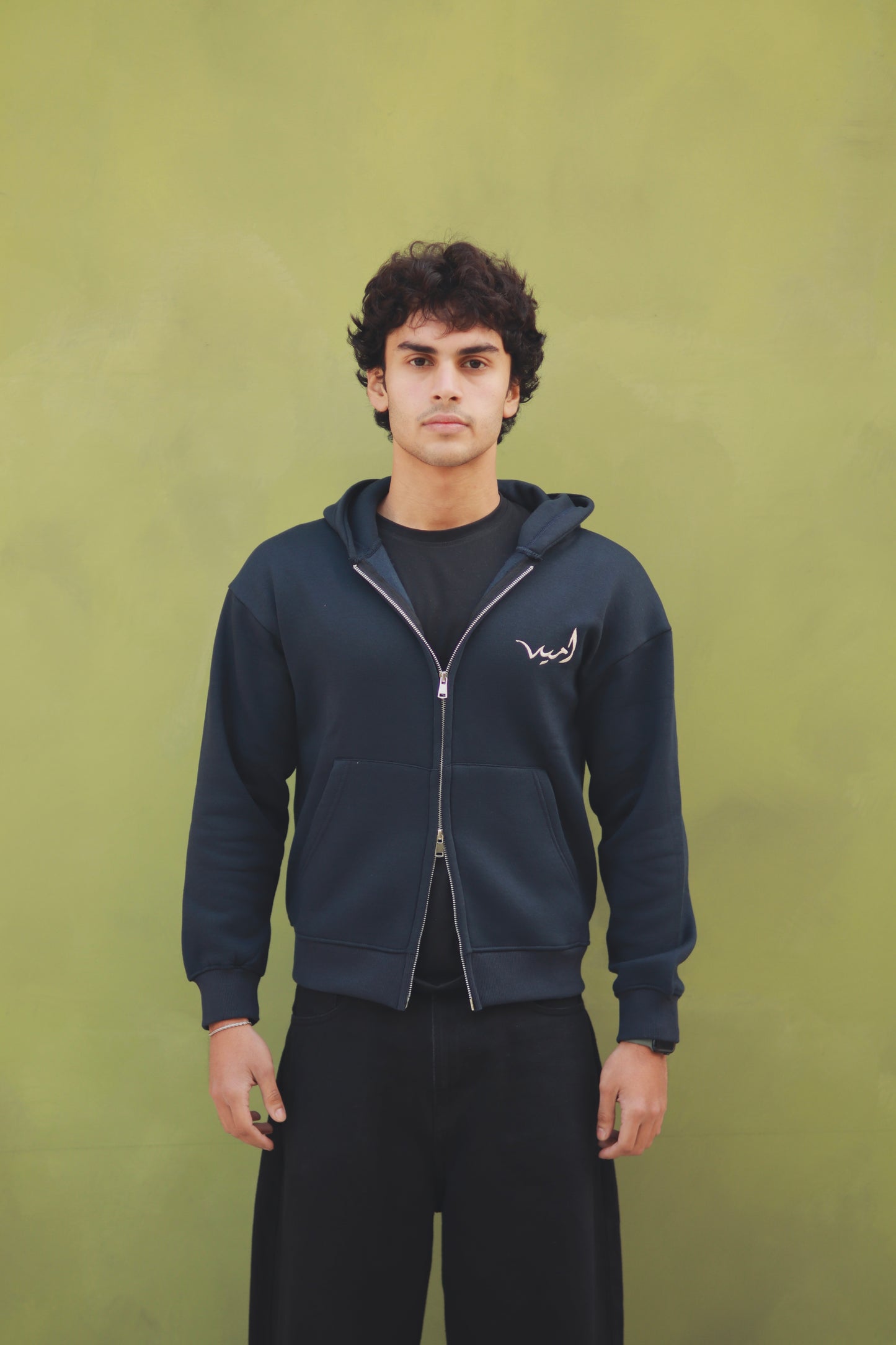 “Atlantic” dual zip blue hoodie