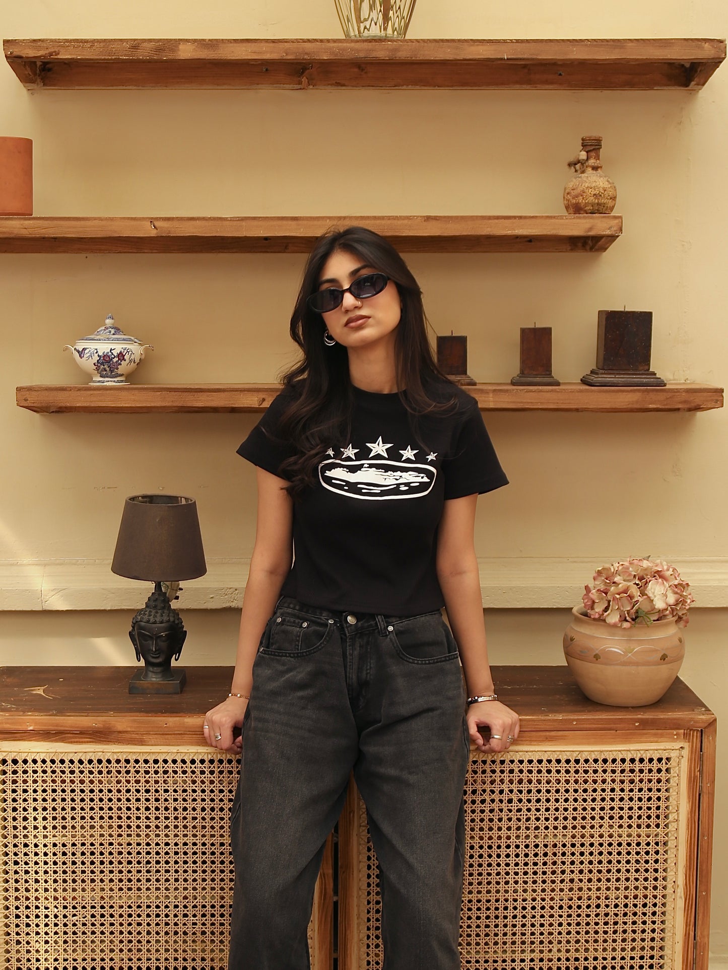 Ribbed “stars” baby tee