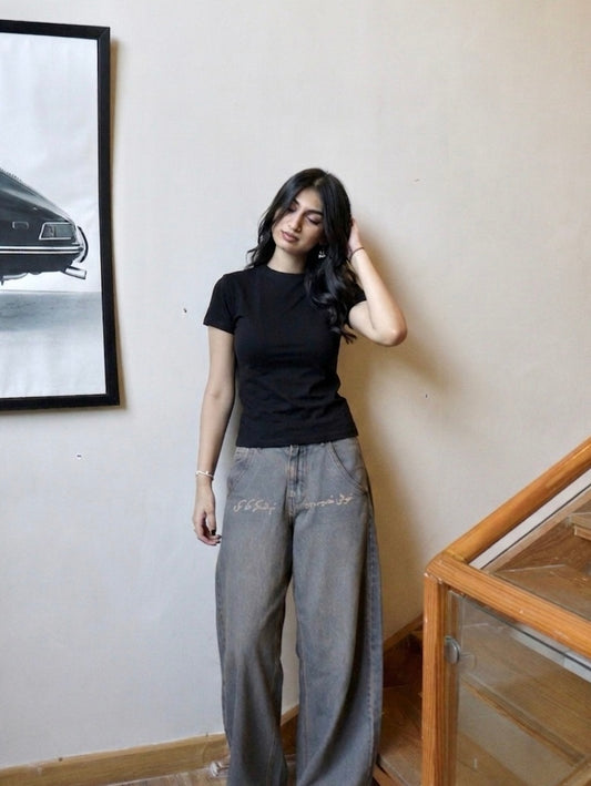 black basic baby tee