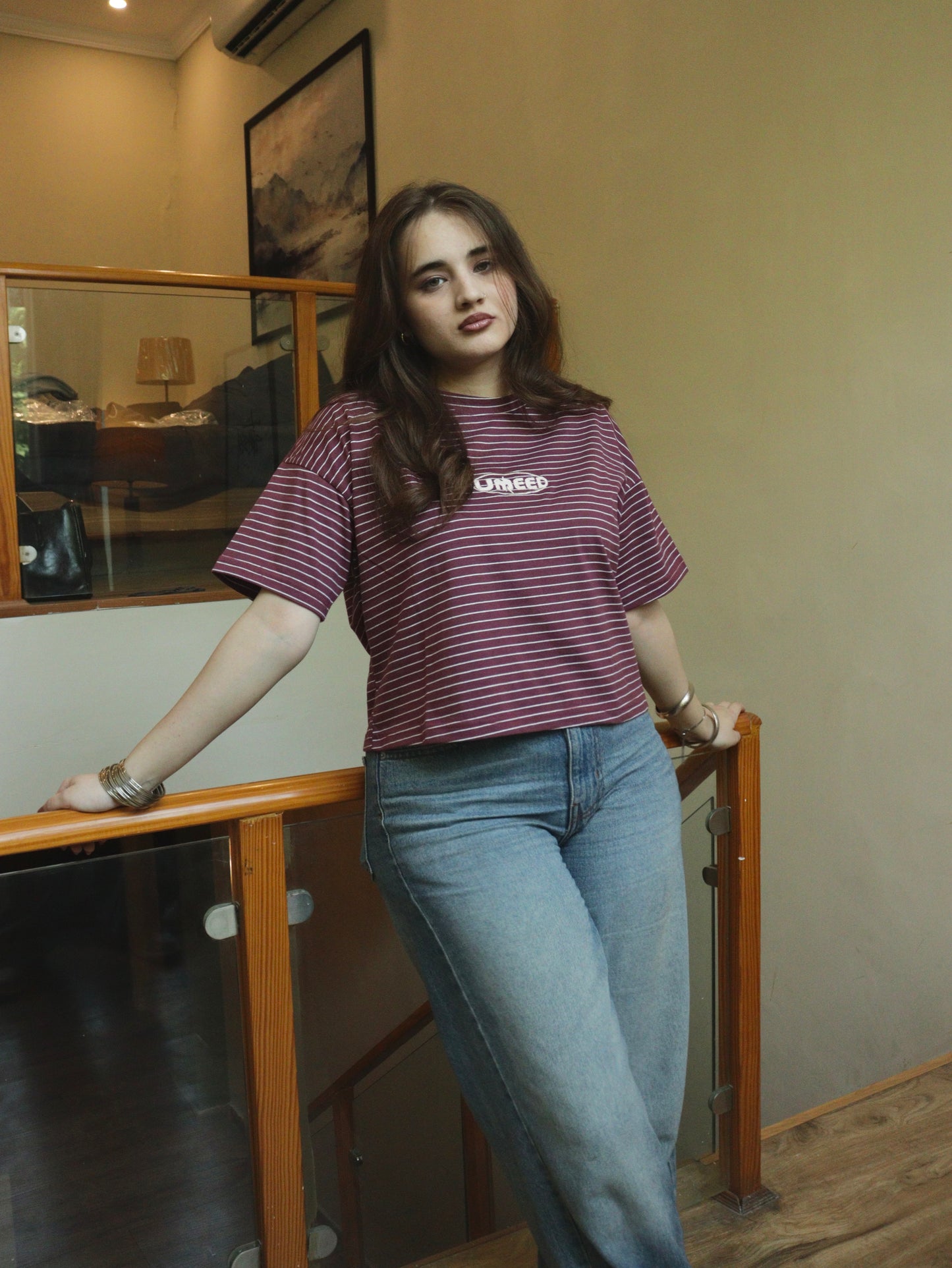 maroon stripe oversized