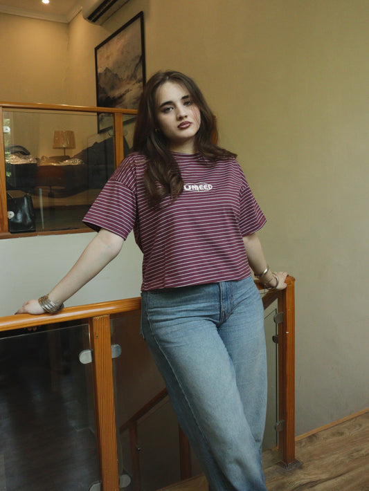 maroon stripe oversized