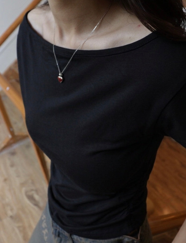 black boatneck with side elastic