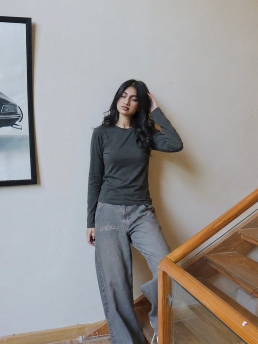 olive basic baby tee full