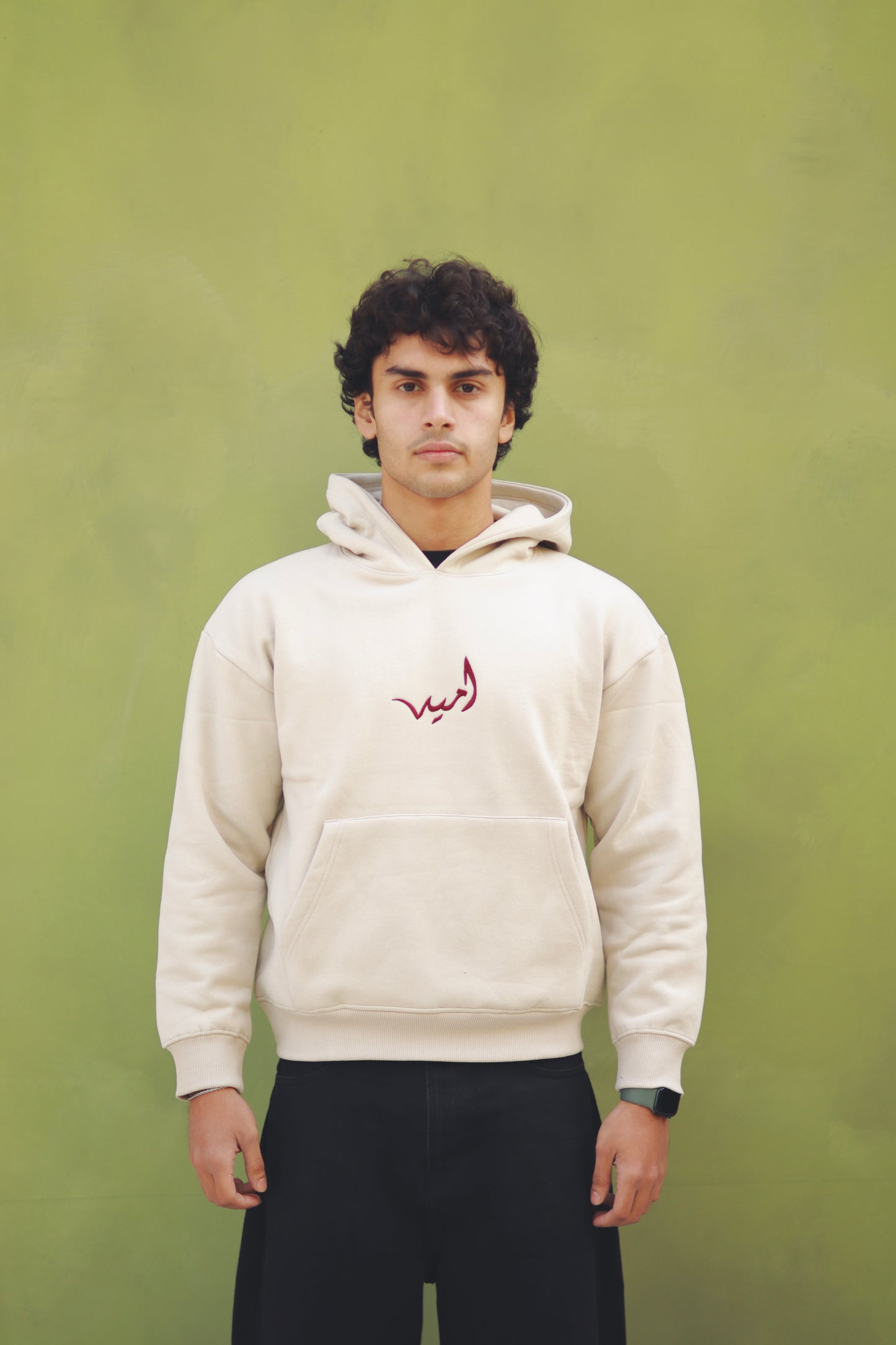 “Canvas” minimal beige hoodie
