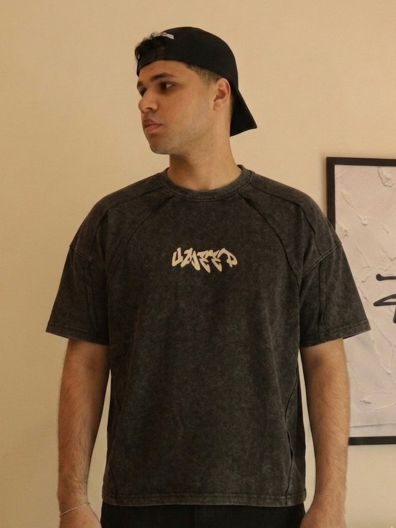 black paneled deconstructed tee