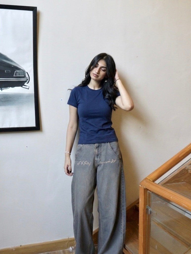 navy basic baby tee