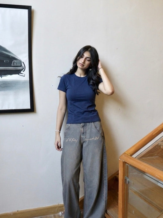 navy basic baby tee