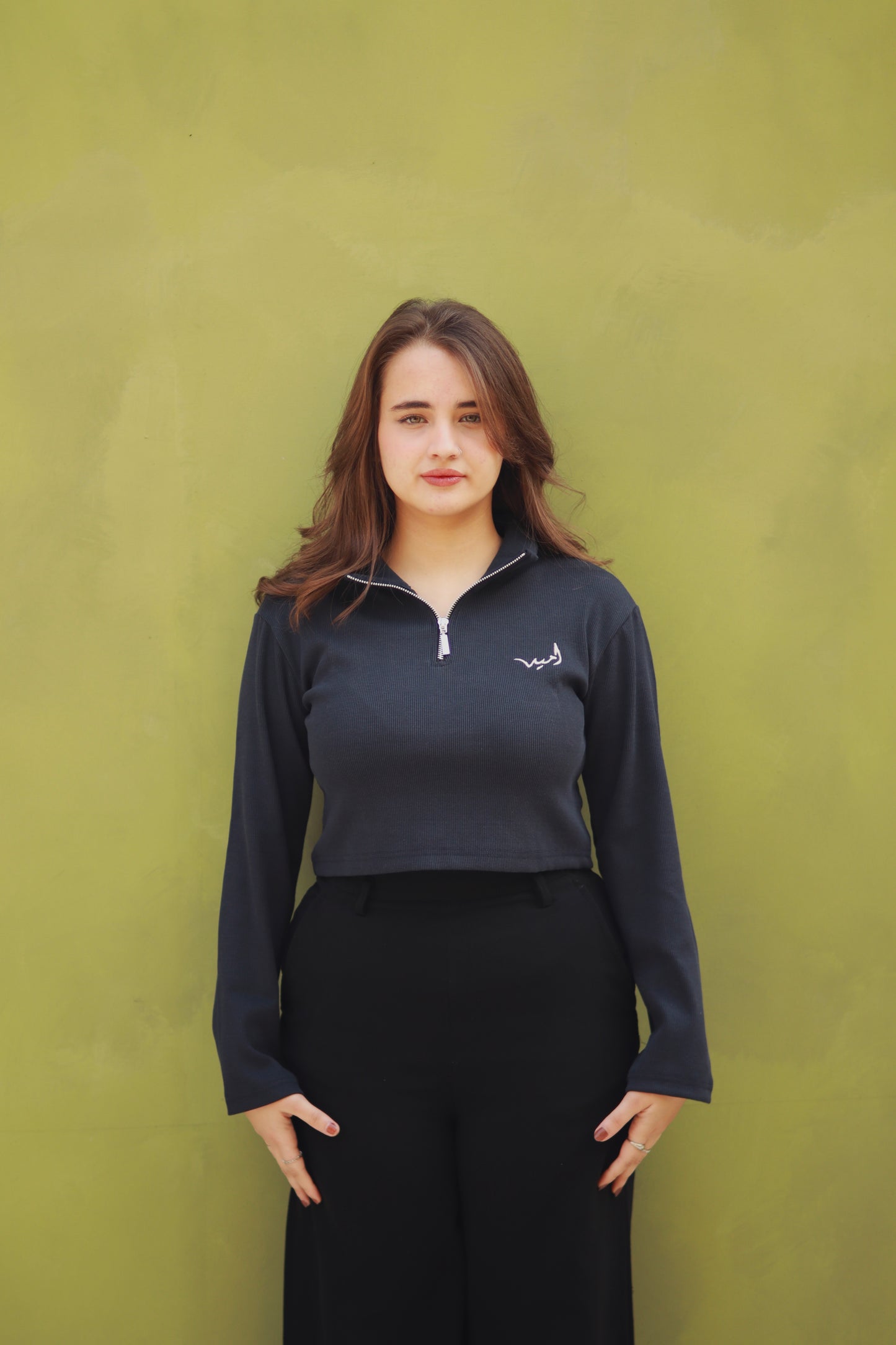 “Sapphire” crop quarter zip