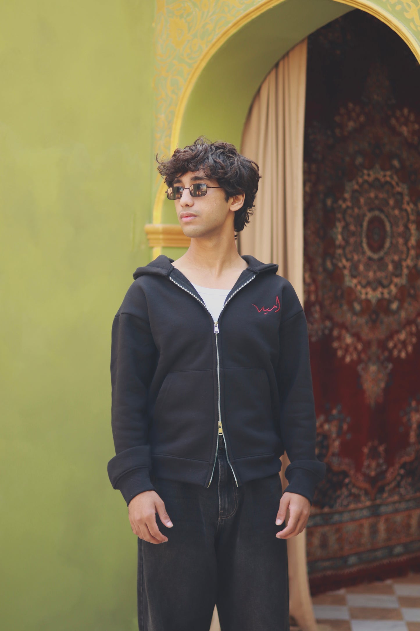 “Midnight” dual zip black hoodie