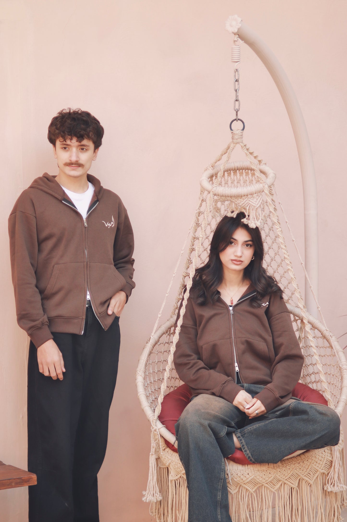 “Cocoa” dual zip brown hoodie