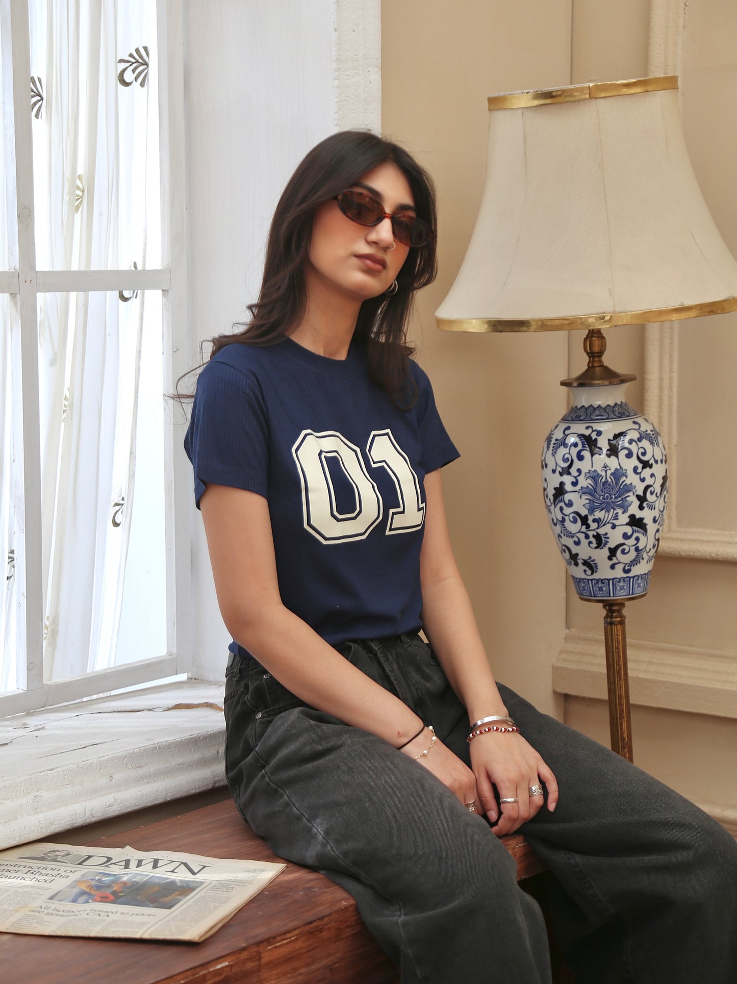 Ribbed “01” baby tee
