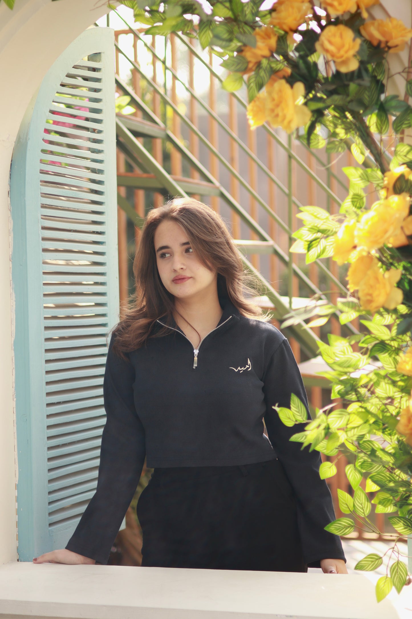 “Sapphire” crop quarter zip