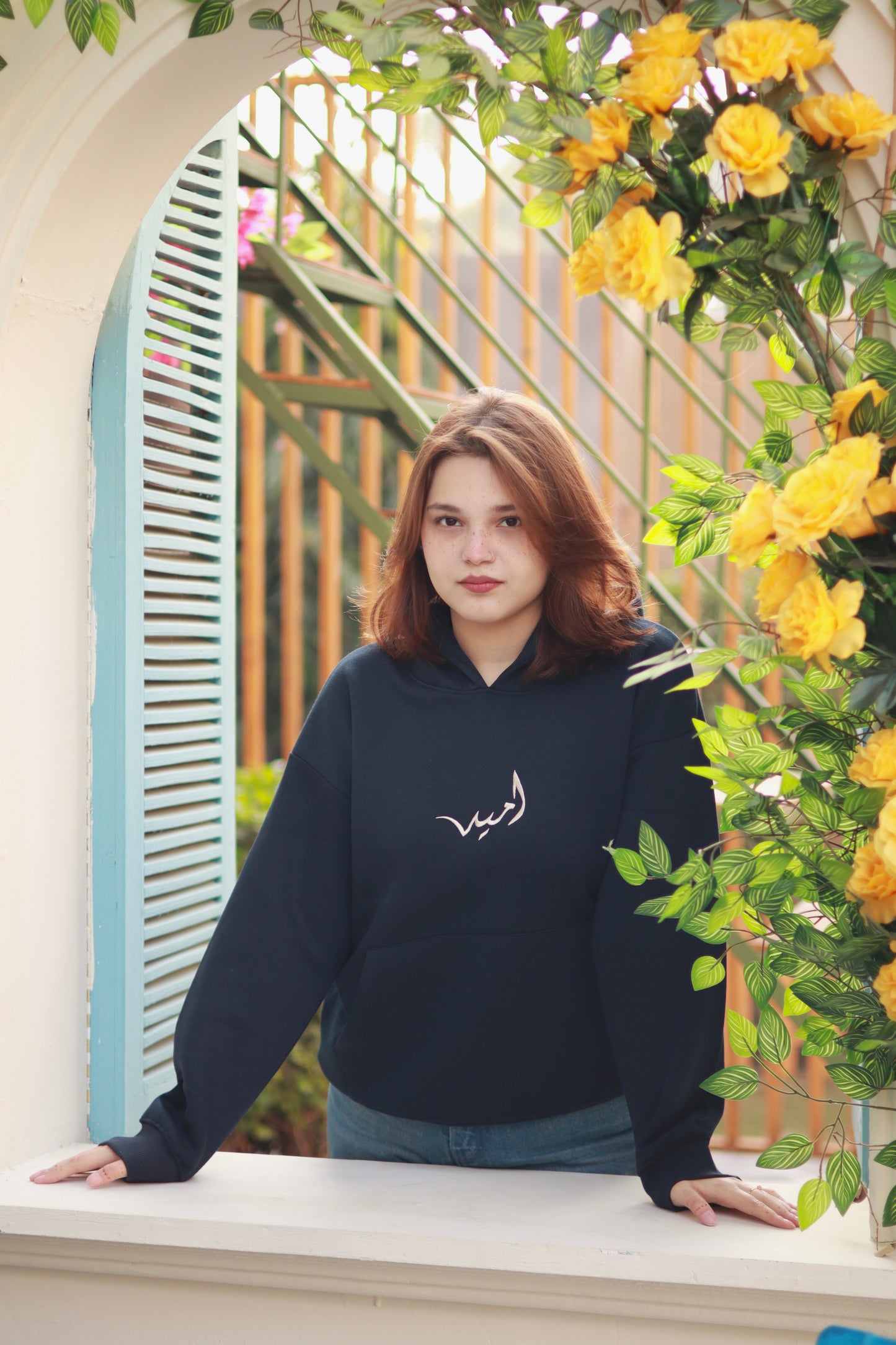 “Marine” minimal blue hoodie